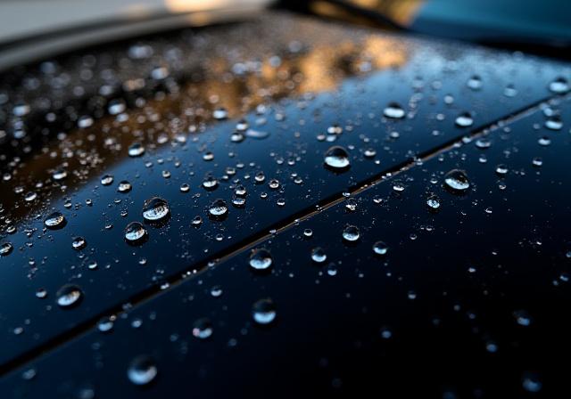 Effetto idrofobico su una carrozzeria con trattamento ceramico